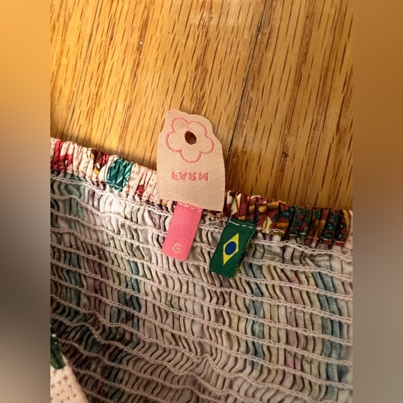 FARM Rio Pink Ruffled Tropical Print Tiered Maxi Dress Balloon Sleeves L - Picture 9 of 13